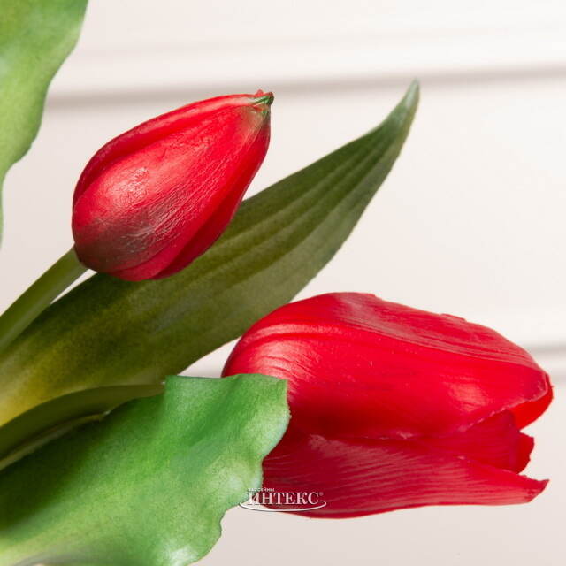 Силиконовые цветы Тюльпаны Пиккола Рагазза 5 шт, 28 см красные EDG (ЭДГ)