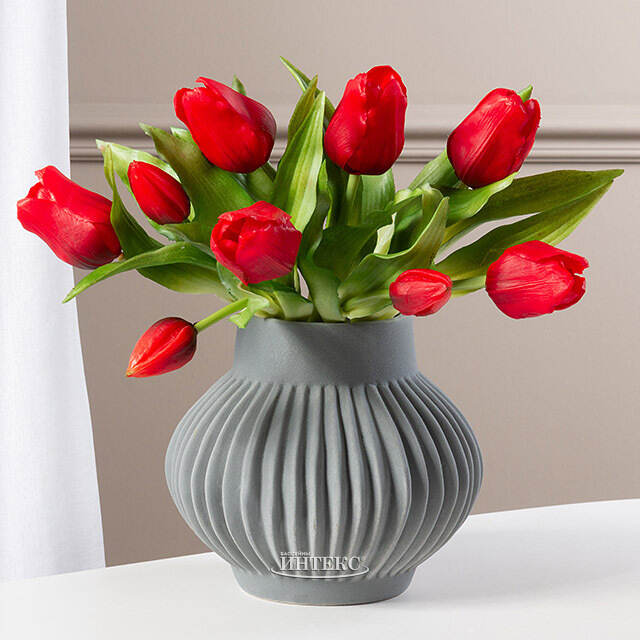 Силиконовые цветы Тюльпаны Пиккола Рагазза 5 шт, 28 см красные EDG (ЭДГ)