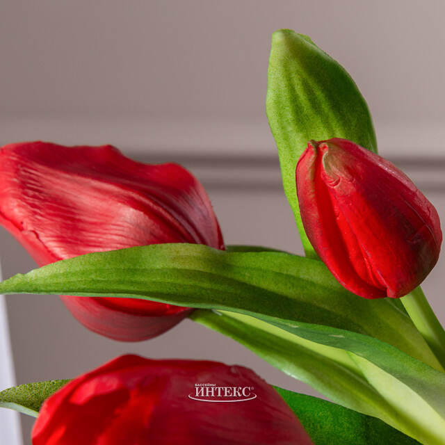 Силиконовые цветы Тюльпаны Piccola Ragazza 5 шт, 28 см темно-красные EDG