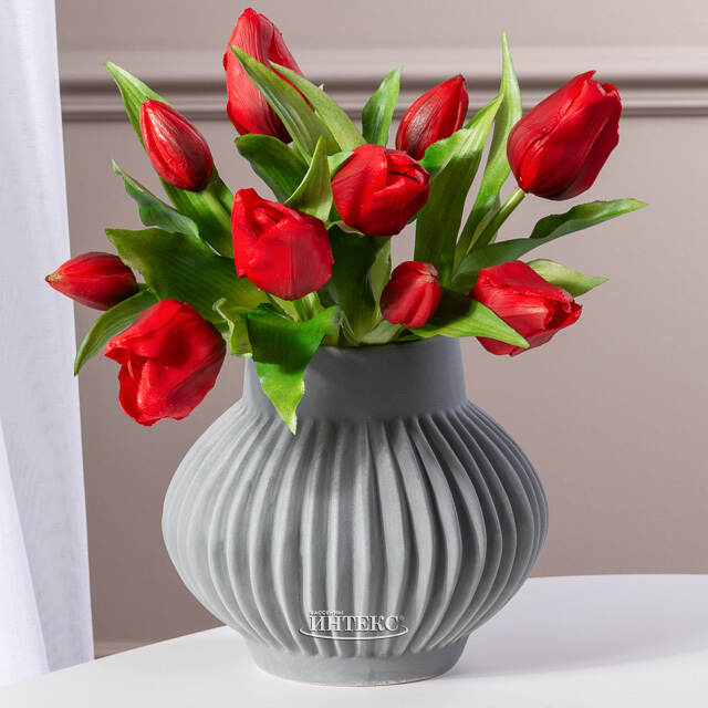 Силиконовые цветы Тюльпаны Piccola Ragazza 5 шт, 28 см темно-красные EDG