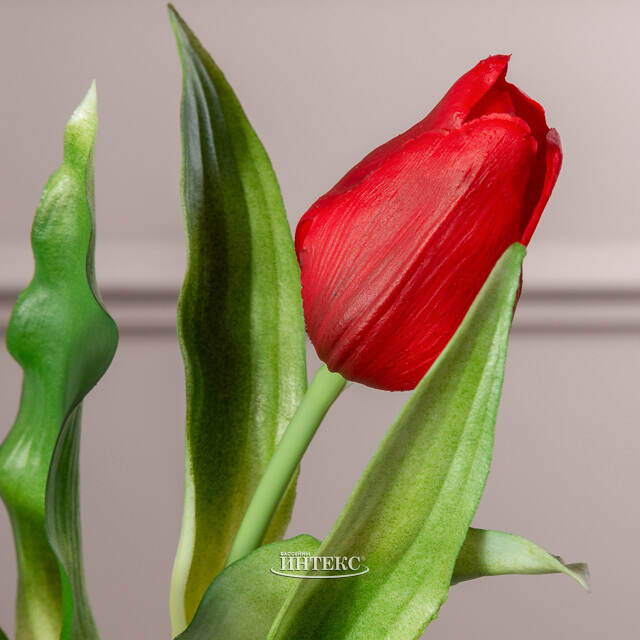 Силиконовые цветы Тюльпаны Piccola Ragazza 5 шт, 28 см темно-красные EDG