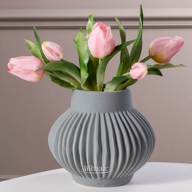 Силиконовые цветы Тюльпаны Piccola Ragazza 5 шт, 28 см светло-розовые EDG