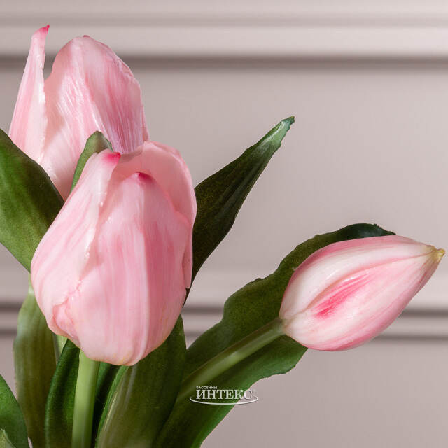 Силиконовые цветы Тюльпаны Piccola Ragazza 5 шт, 28 см светло-розовые EDG