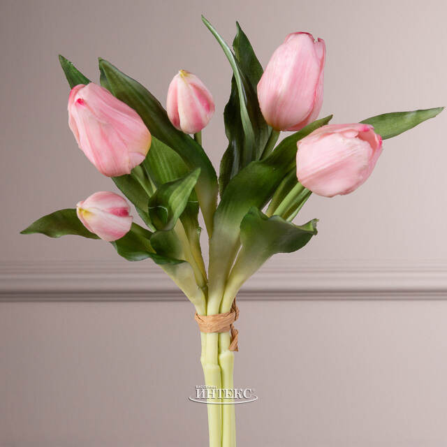 Силиконовые цветы Тюльпаны Piccola Ragazza 5 шт, 28 см светло-розовые EDG