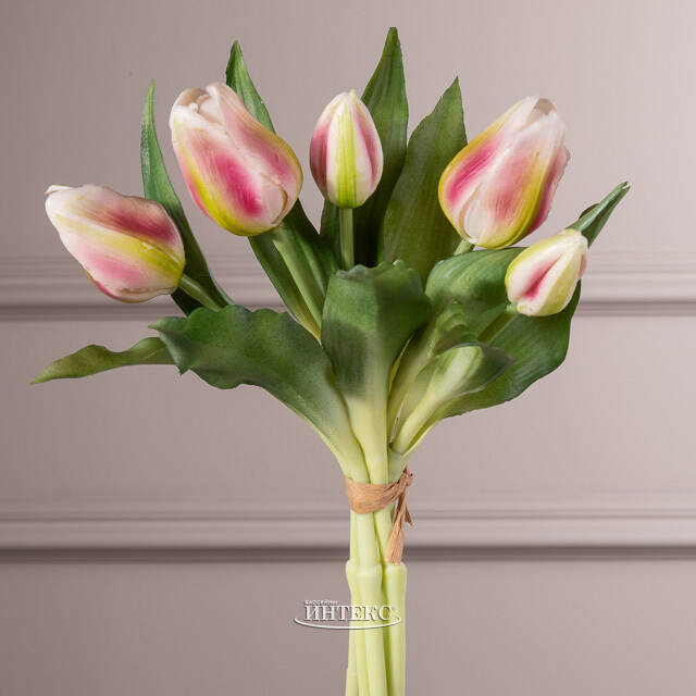 Силиконовые цветы Тюльпаны Piccola Ragazza 5 шт, 28 см розовые EDG