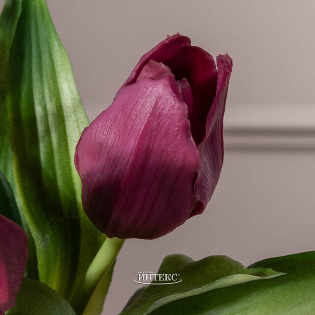 Силиконовые цветы Тюльпаны Piccola Ragazza 5 шт, 28 см бордовые EDG