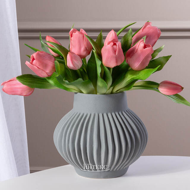 Силиконовые цветы Тюльпаны Piccola Ragazza 5 шт, 28 см бледно-розовые EDG