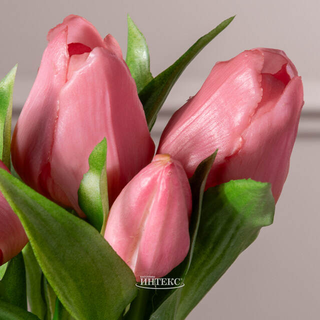 Силиконовые цветы Тюльпаны Piccola Ragazza 5 шт, 28 см бледно-розовые EDG