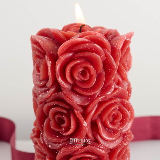 Декоративная свеча Розабелла 14*7 см бордовая Kaemingk