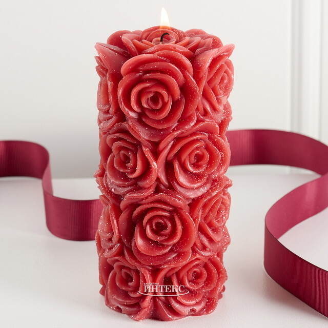 Декоративная свеча Розабелла 14*7 см бордовая Kaemingk