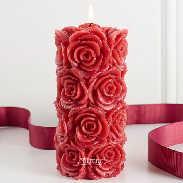 Декоративная свеча Розабелла 14*7 см бордовая Kaemingk