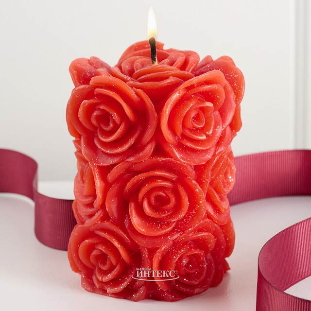 Декоративная свеча Розабелла 10*7 см красная Kaemingk