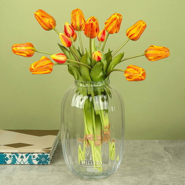 Силиконовые тюльпаны Лейден 3 шт, 48 см оранжевые EDG