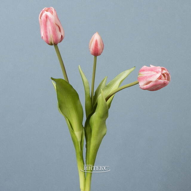 Силиконовые тюльпаны Loving Heart 3 шт, 48 см нежно-розовые EDG