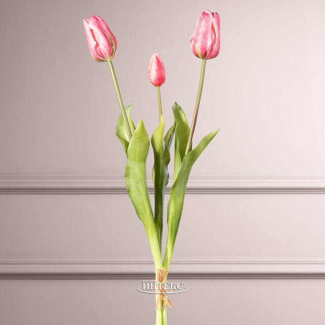 Силиконовые тюльпаны Loving Heart 3 шт, 48 см нежно-розовые EDG