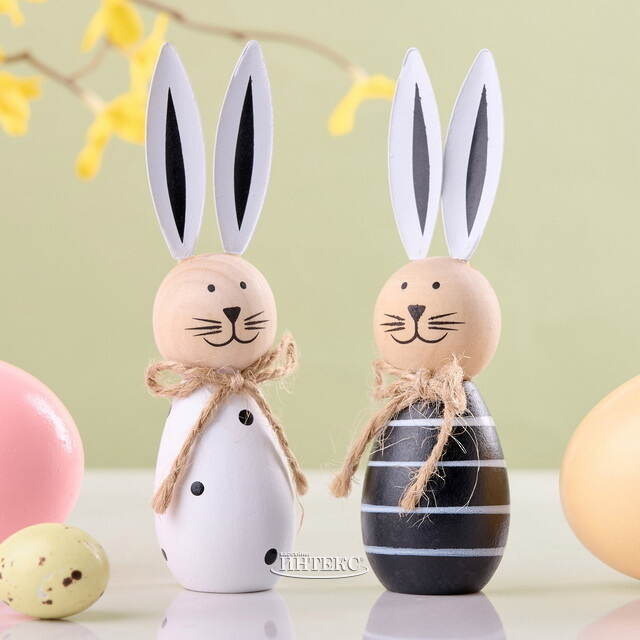 Набор декоративных фигурок Чёрно-белые Кролики 10 см, 2 шт Breitner (Брайтнер)