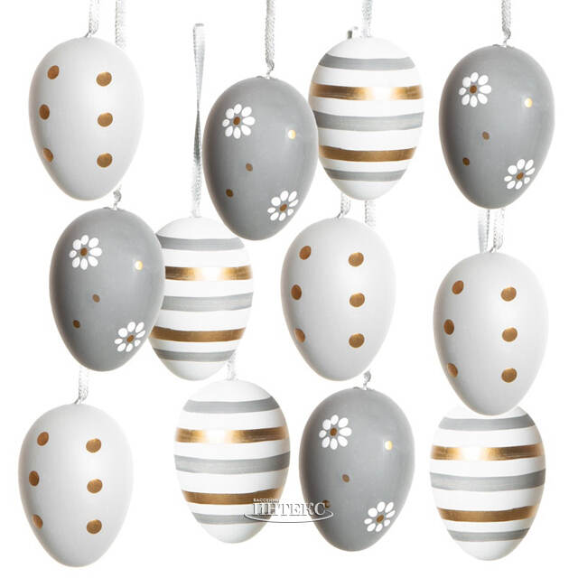 Пасхальные подвески Яйца - Romantic Easter 4 см, 12 шт Breitner