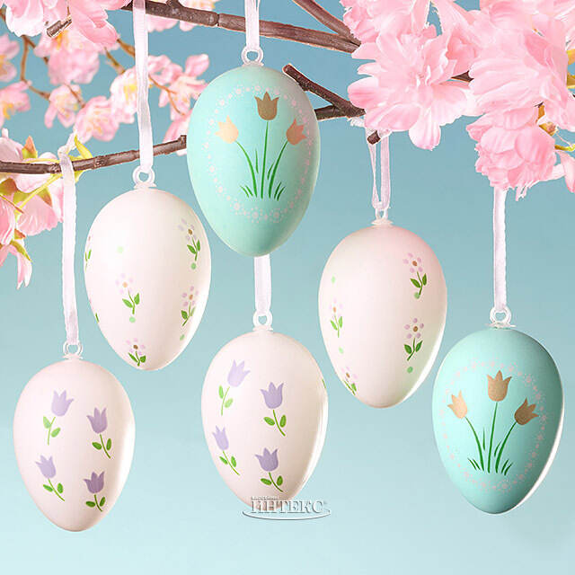 Пасхальные подвески Яйца - Мятное Утро 6 см, 6 шт Breitner (Брайтнер)