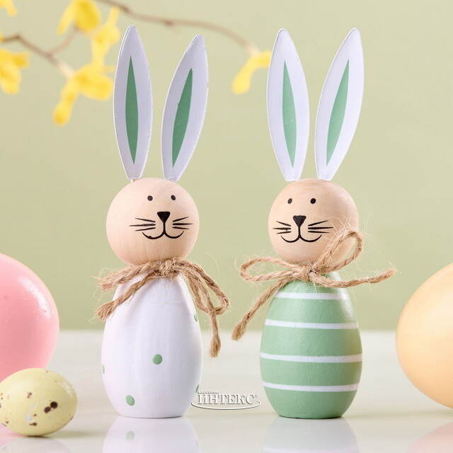 Набор декоративных фигурок Кролики - Первая Зелень 10 см, 2 шт Breitner (Брайтнер)