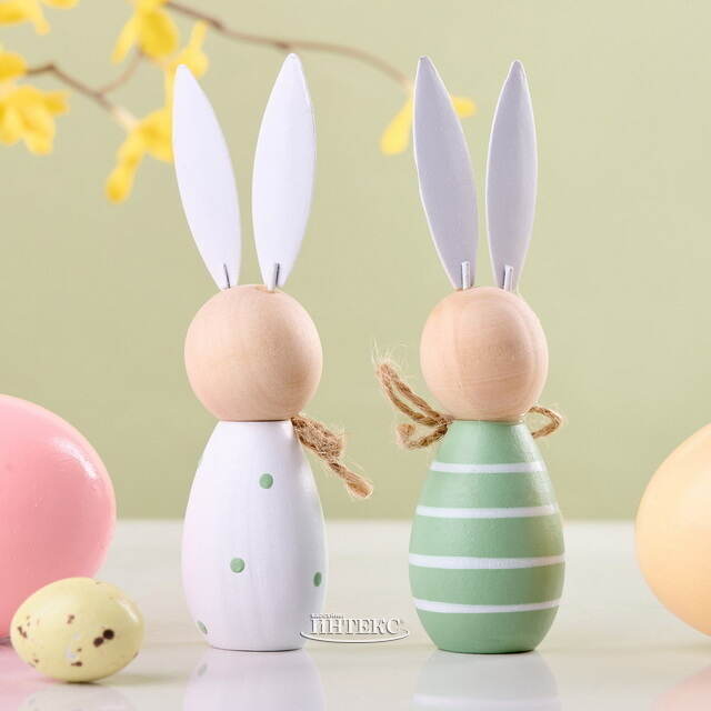 Набор декоративных фигурок Кролики - Первая Зелень 10 см, 2 шт Breitner (Брайтнер)