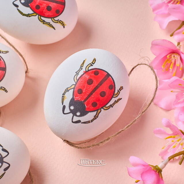 Пасхальные подвески Яйца - Божьи Коровки 6 см, 6 шт, натуральные Breitner (Брайтнер)