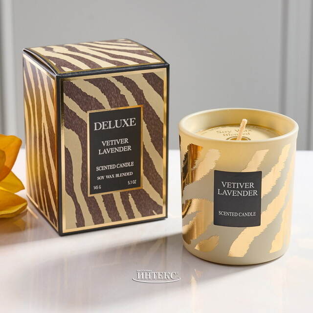 Ароматическая свеча в стакане Deluxe Edition - Лаванда и ветивер 8 см, 28 часов горения Kaemingk