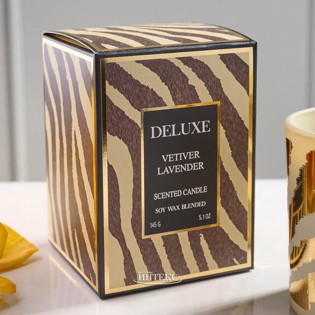 Ароматическая свеча в стакане Deluxe Edition - Лаванда и ветивер 8 см, 28 часов горения Kaemingk