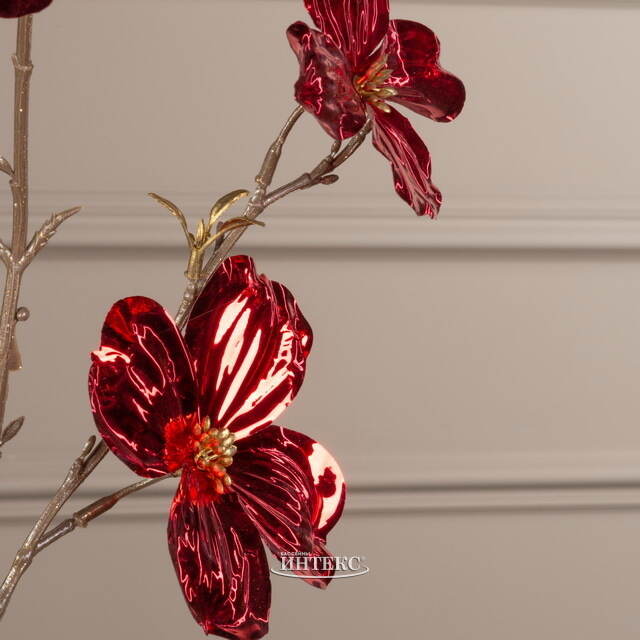 Декоративная ветка Элегантный Кизил 84 см, рубиново-красная Kaemingk (Кейминг)