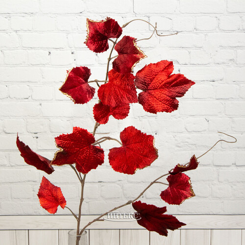 Декоративная ветка Виноградные листья Санджовезе 84 см, алая EDG