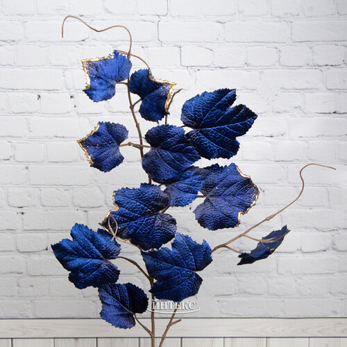 Декоративная ветка Виноградные листья Санджовезе 84 см, лазурная EDG