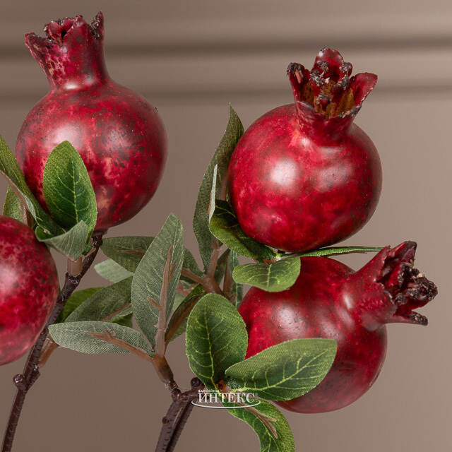 Искусственная ветка Гранат Sharoli Foglie 33 см бургунди EDG