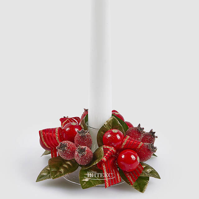 Венок для свечи Ягоды шиповника 10 см EDG (ЭДГ)