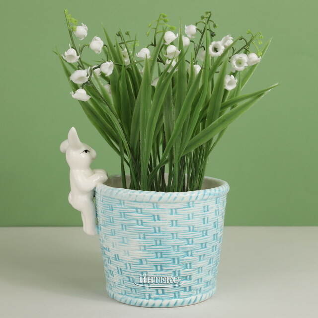 Декоративное кашпо Крошка Кролик 14 см голубое Koopman
