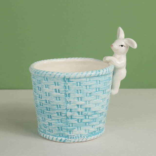 Декоративное кашпо Крошка Кролик 14 см голубое Koopman