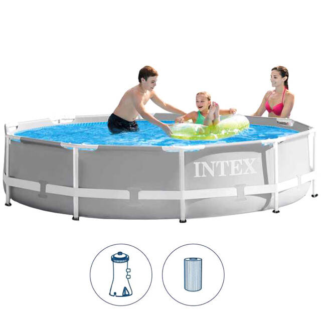Каркасный бассейн 26702 Intex Prism Frame (Интекс Призм Фрейм) 305*76 см серый, картриджный фильтр INTEX (Интекс)