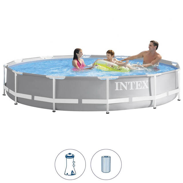 Каркасный бассейн 26712 Intex Prism Frame (Интекс Призм Фрейм) 366*76 см серый, фильтр-насос INTEX (Интекс)