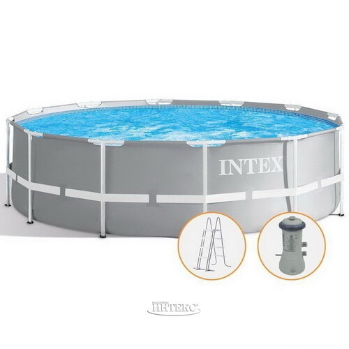 Каркасный бассейн Intex Prism Frame 305*99 см серый, картриджный фильтр, лестница INTEX