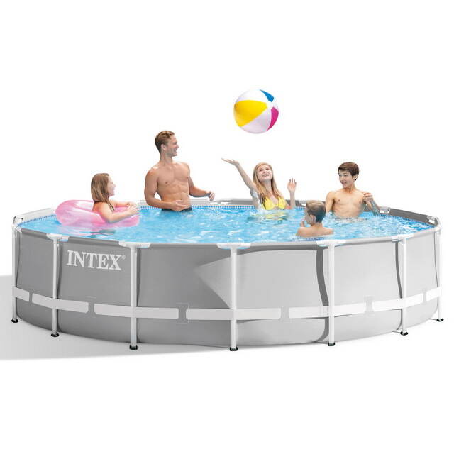 Каркасный бассейн 26720 Intex Prism Frame (Интекс Призм Фрейм) 427*107 см серый, фильтр-насос, аксессуары INTEX (Интекс)