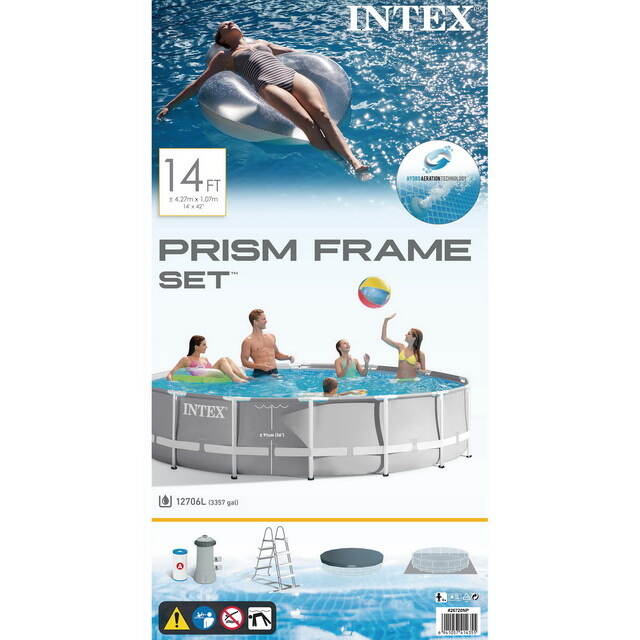 Каркасный бассейн 26720 Intex Prism Frame (Интекс Призм Фрейм) 427*107 см серый, фильтр-насос, аксессуары INTEX (Интекс)