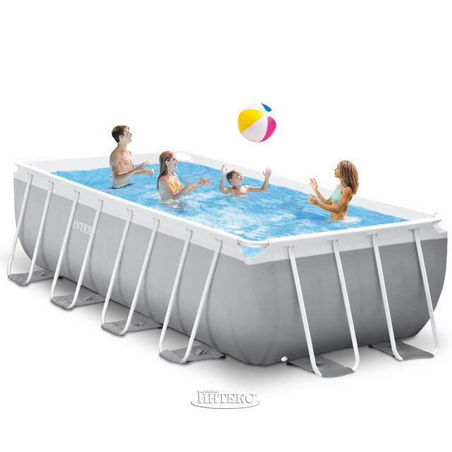Прямоугольный каркасный бассейн 26792 Intex Prism Frame 488*244*107 см серый, картриджный фильтр, аксессуары INTEX