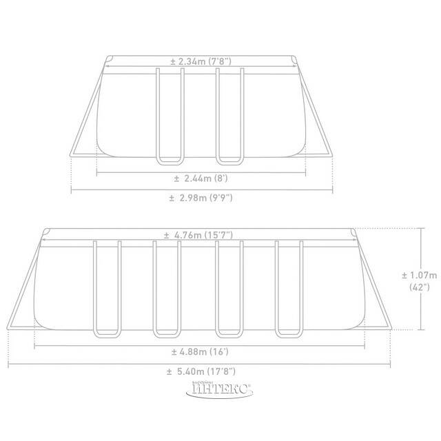 Прямоугольный каркасный бассейн 26792 Intex Prism Frame 488*244*107 см серый, картриджный фильтр, аксессуары INTEX