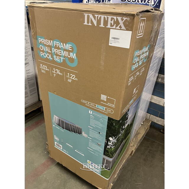 Каркасный овальный бассейн 26796 Intex Prism Frame 503*274*122 см, картриджный фильтр, аксессуары, уцененный INTEX