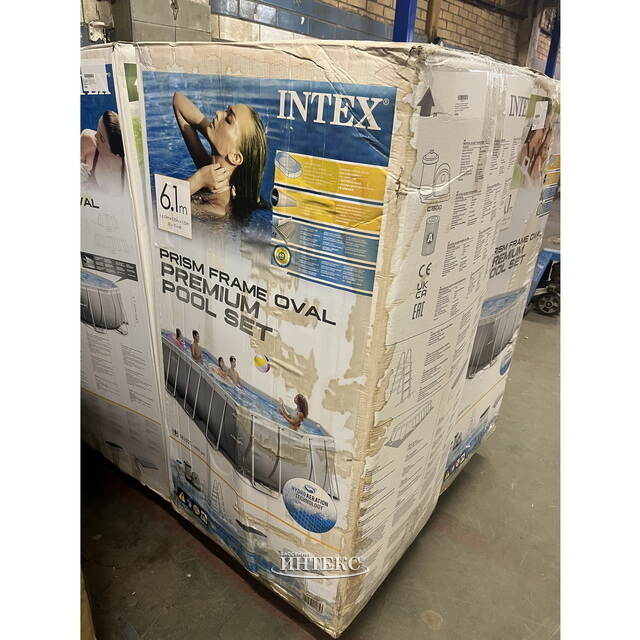 Каркасный овальный бассейн 26798 Intex Prism Frame 610*305*122 см, картриджный фильтр, аксессуары, уцененный INTEX