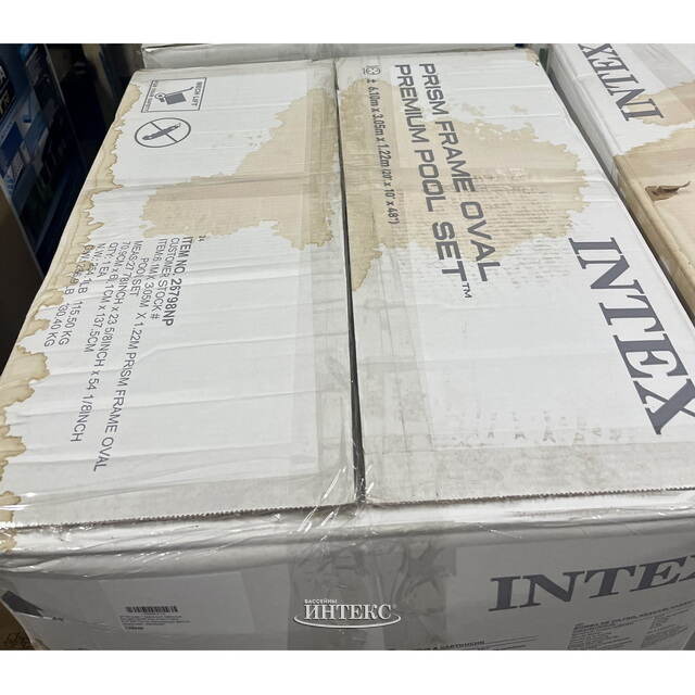 Каркасный овальный бассейн 26798 Intex Prism Frame 610*305*122 см, картриджный фильтр, аксессуары, уцененный INTEX
