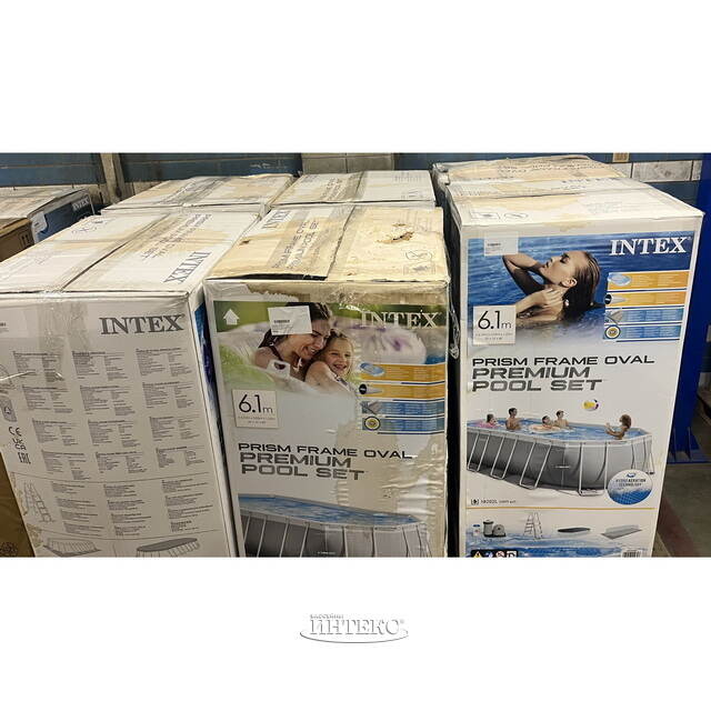 Каркасный овальный бассейн 26798 Intex Prism Frame 610*305*122 см, картриджный фильтр, аксессуары, уцененный INTEX