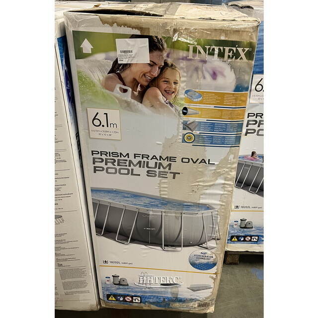 Каркасный овальный бассейн 26798 Intex Prism Frame 610*305*122 см, картриджный фильтр, аксессуары, уцененный INTEX