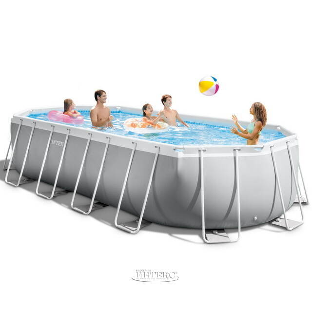 Каркасный овальный бассейн 26798 Intex Prism Frame 610*305*122 см, картриджный фильтр, аксессуары, уцененный INTEX