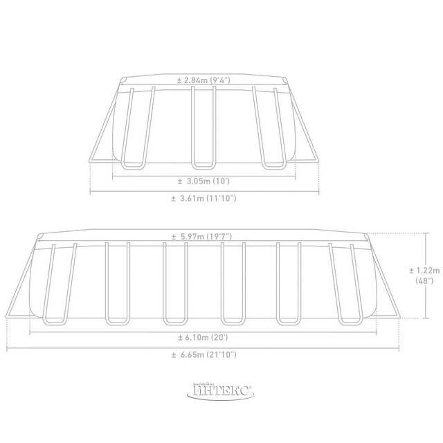 Каркасный овальный бассейн 26798 Intex Prism Frame 610*305*122 см, картриджный фильтр, аксессуары, уцененный INTEX