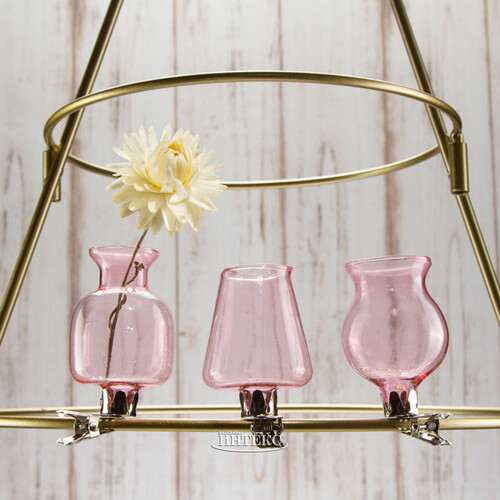 Набор стеклянных мини-вазочек Ольметта 7 см, 3 шт, розовый Ideas4Seasons