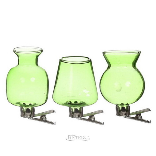 Набор стеклянных мини-вазочек Ольметта 7 см, 3 шт, фисташковый Ideas4Seasons